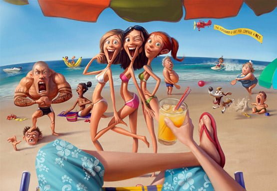 Beach Character Illustration, Tiago Hoisel