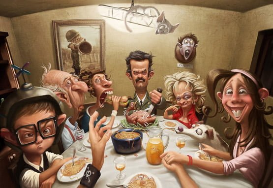 03 Dining Character Illustration Tiago Hoisel in Magnificent Character Illustrations by Tiago Hoisel