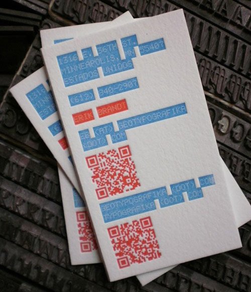 02 business card designs erik brandt letterpress in 25 Examples of Business Card Designs with QR Code