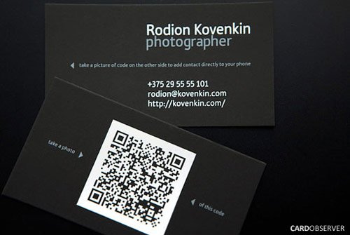 14 photographers business card in 25 Examples of Business Card Designs with QR Code