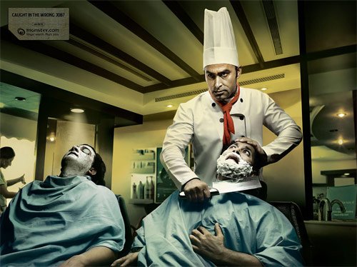 monster.com: Wrong job, Barber - controversial print ads