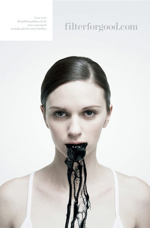Brita water filtration pitchers / Nalgene refillable bottles: Brunette - controversial print ads