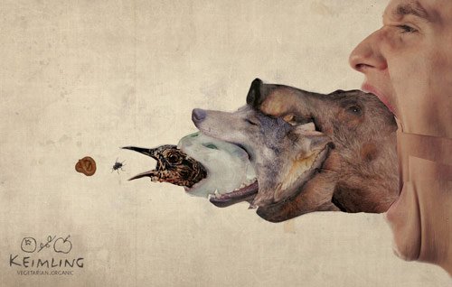 Keimling vegetarian restaurant: Chain - controversial print ads