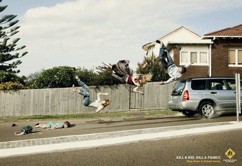 Pedestrian Council of Australia: Family - controversial print ads