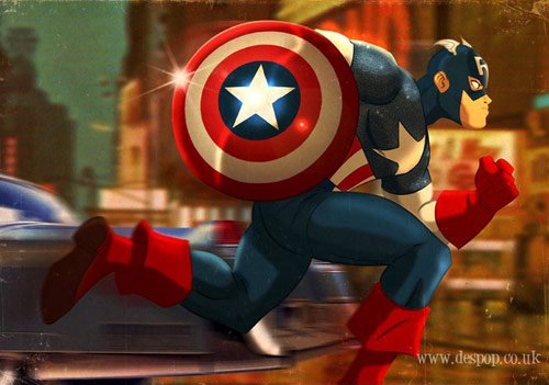 Captain America - Retro Superhero Art