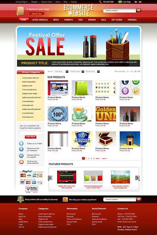 PSD eCommerce Website Template
