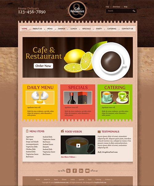 Cafe and Restaurant Template PSD