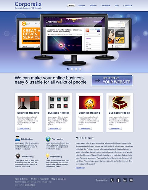 Clean Corporate & Business Website PSD Template