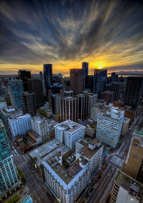 Vancouver Sunset from above Downtown