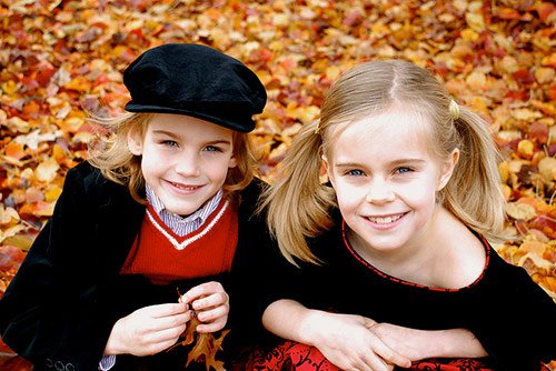 Siblings in Red and Black