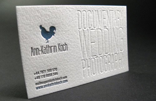 Letterpress Business Card For Wedding Photographer