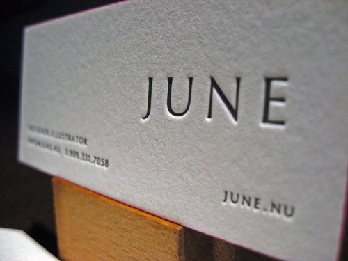 Letterpress Business Card - June Closeup