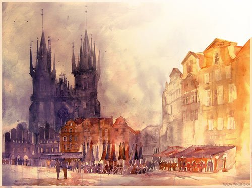 Praha - watercolor paintings