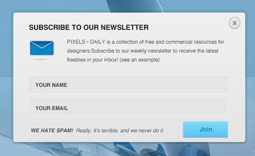 Newsletter Signup Form PSD