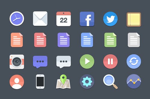 24 Flat Icons (PSD)