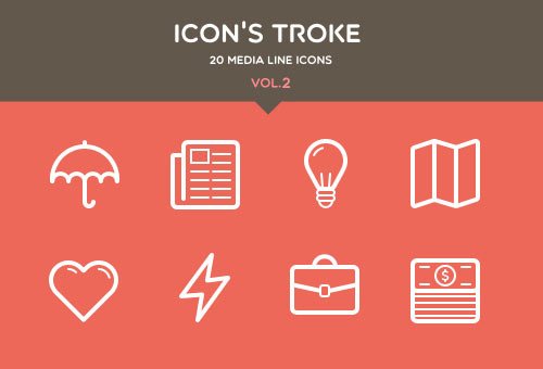 Flat Stroke Line Icons Set Vol2