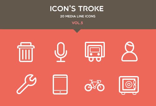 Flat Stroke Line Icons Set Vol3