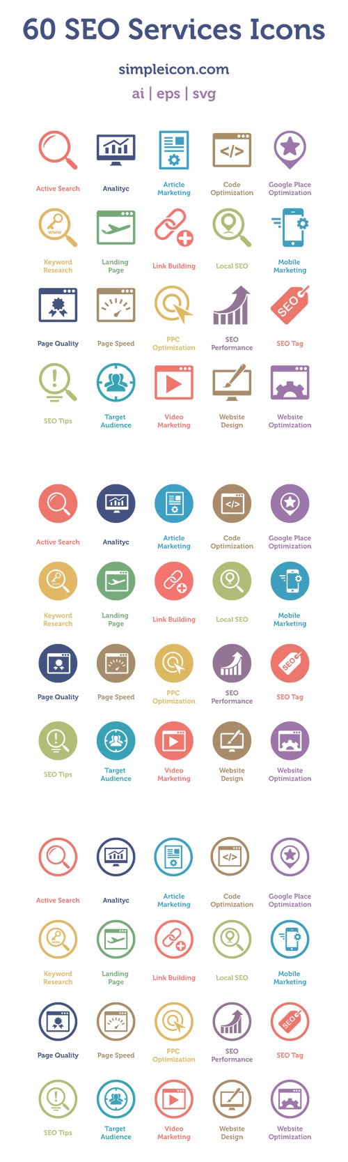 60 SEO Services Icons