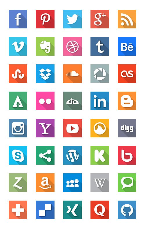 40 Social Media Flat Icons