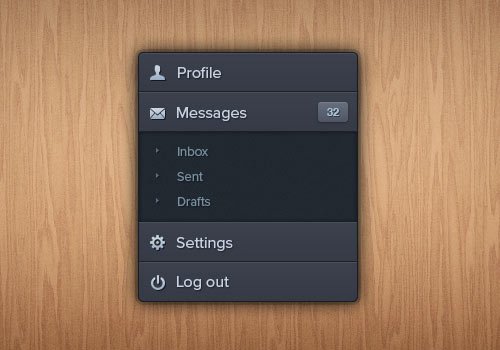 Dark Accordion Style Navigation (PSD)