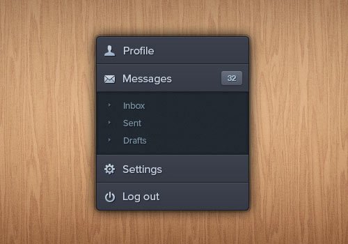 Dark Accordion Style Navigation (PSD)