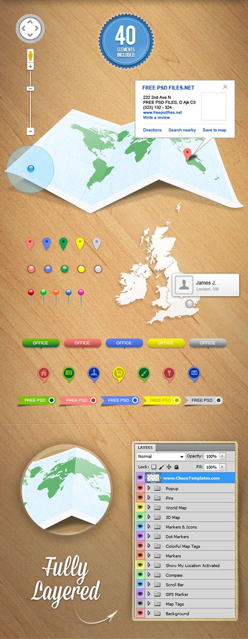 Maps UI PSD Set