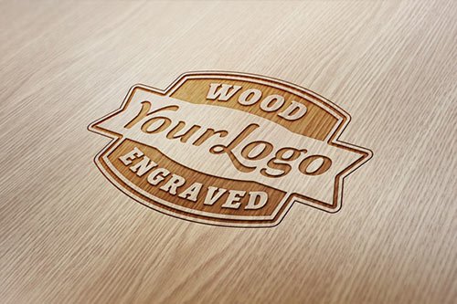 Wood Engraved Logo Mock-Up