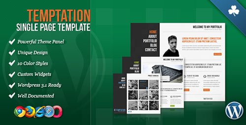 Temptation - Single Page WordPress Theme