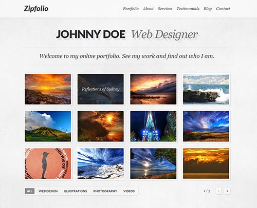 Zipfolio - Single Page Portfolio WordPress Theme