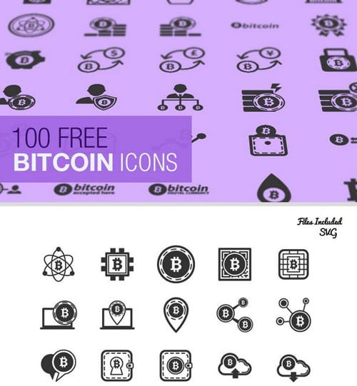 The Bitcoin Icon Set (100 Icons, SVG & JPG)