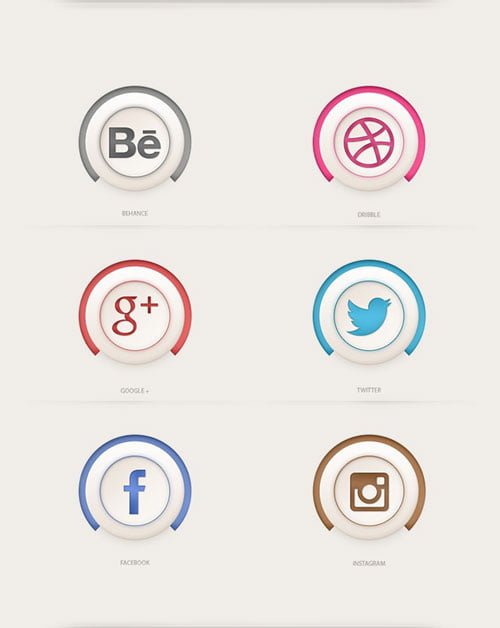 Free - Social Icons ( Semi-3D )