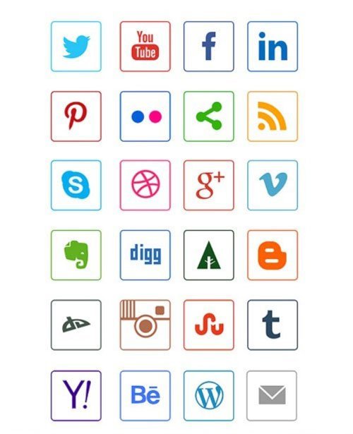 24 Social Media Line Icons