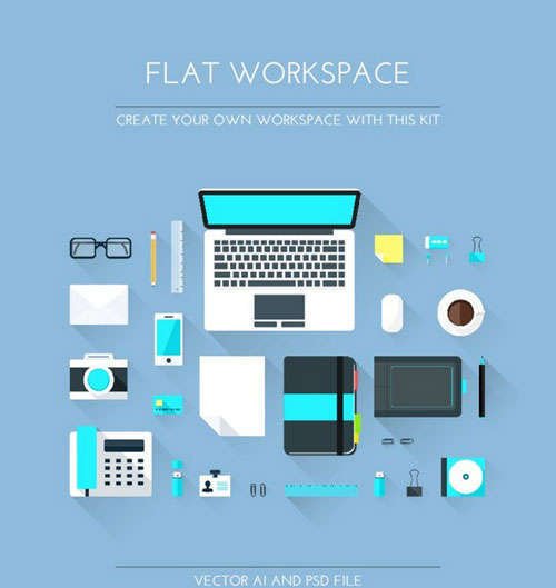 Designer Flat Workspace Elements