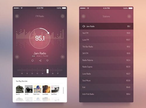 FM Radio UI iOS 7 App PSD