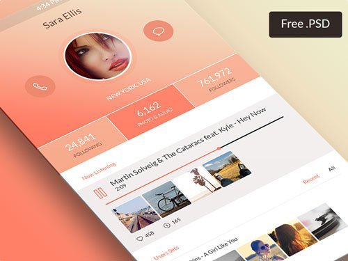 Profile Screen App PSD