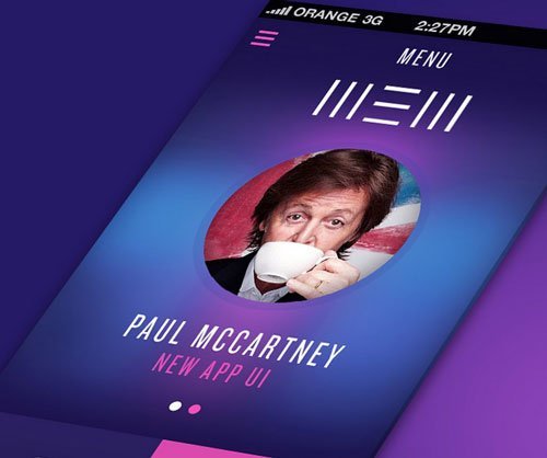 Paul McCartney 'New' inspired Free app UI PSD