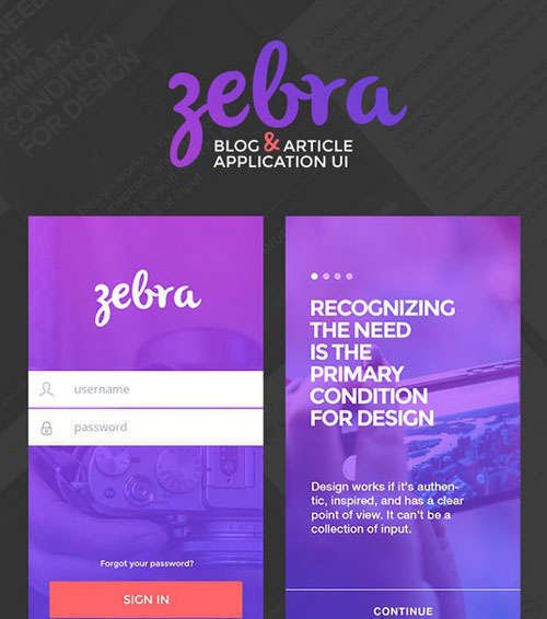 Zebra Blog and Article App UI